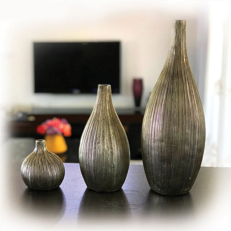 گلدان دکوری مدل سارینا طرح سالونگ مجموعه سه عددی کد m67